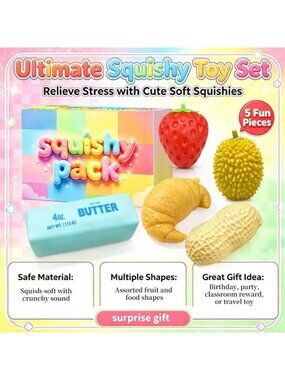 Toys | 5pack Crunchy Squishy Fidget Toys Slow Rising Sensory Stress ...